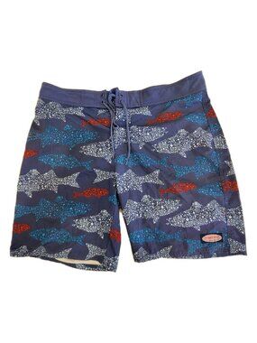 Vineyard Vines Swimming Shorts All Over Fish Print Drawstring Pockets Mens 34